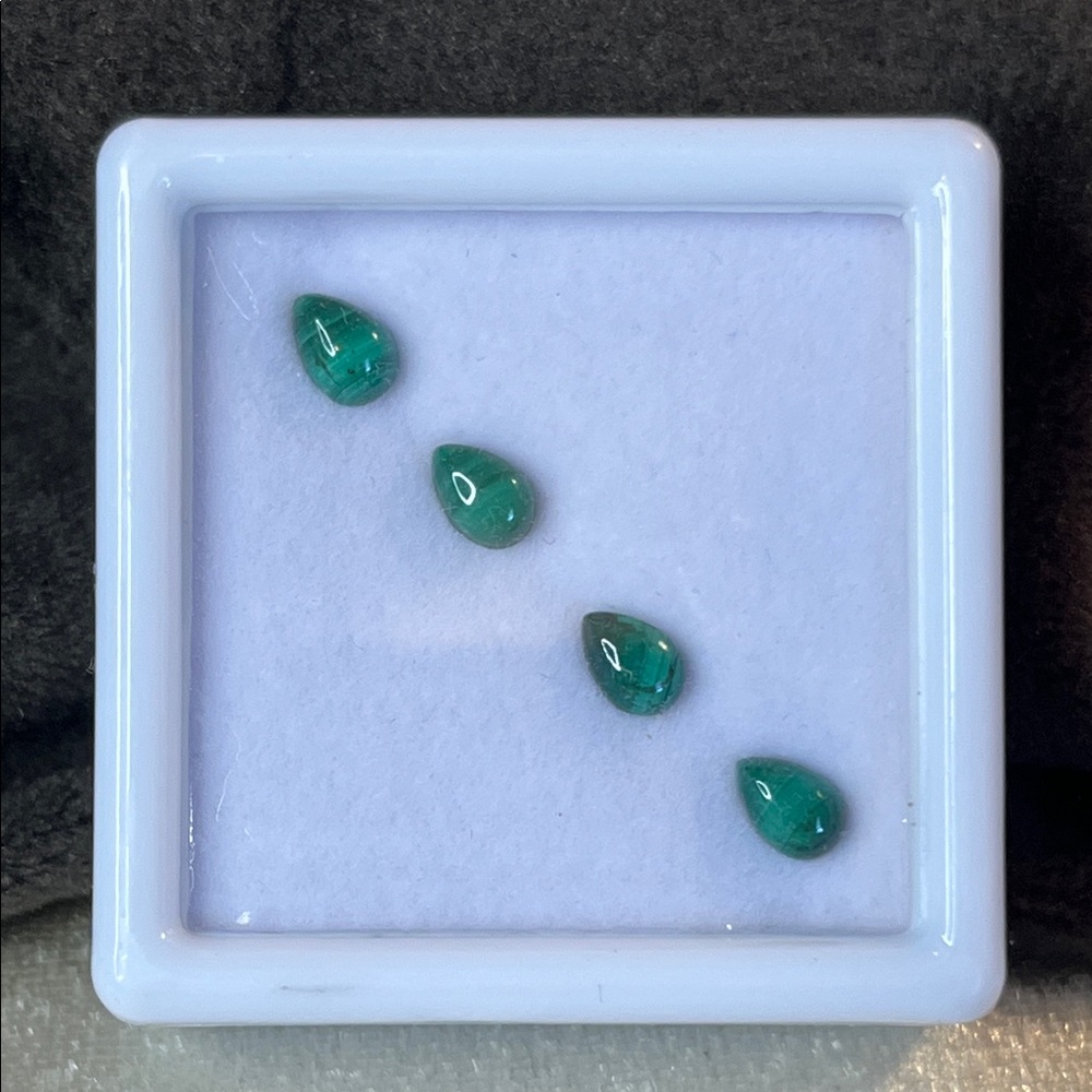 Pear shaped Cut and Polished Malachite 4 pc Loose Gemstone set 6x4